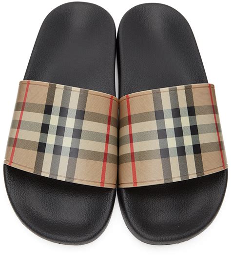 burberry slides men black|burberry beige check slides.